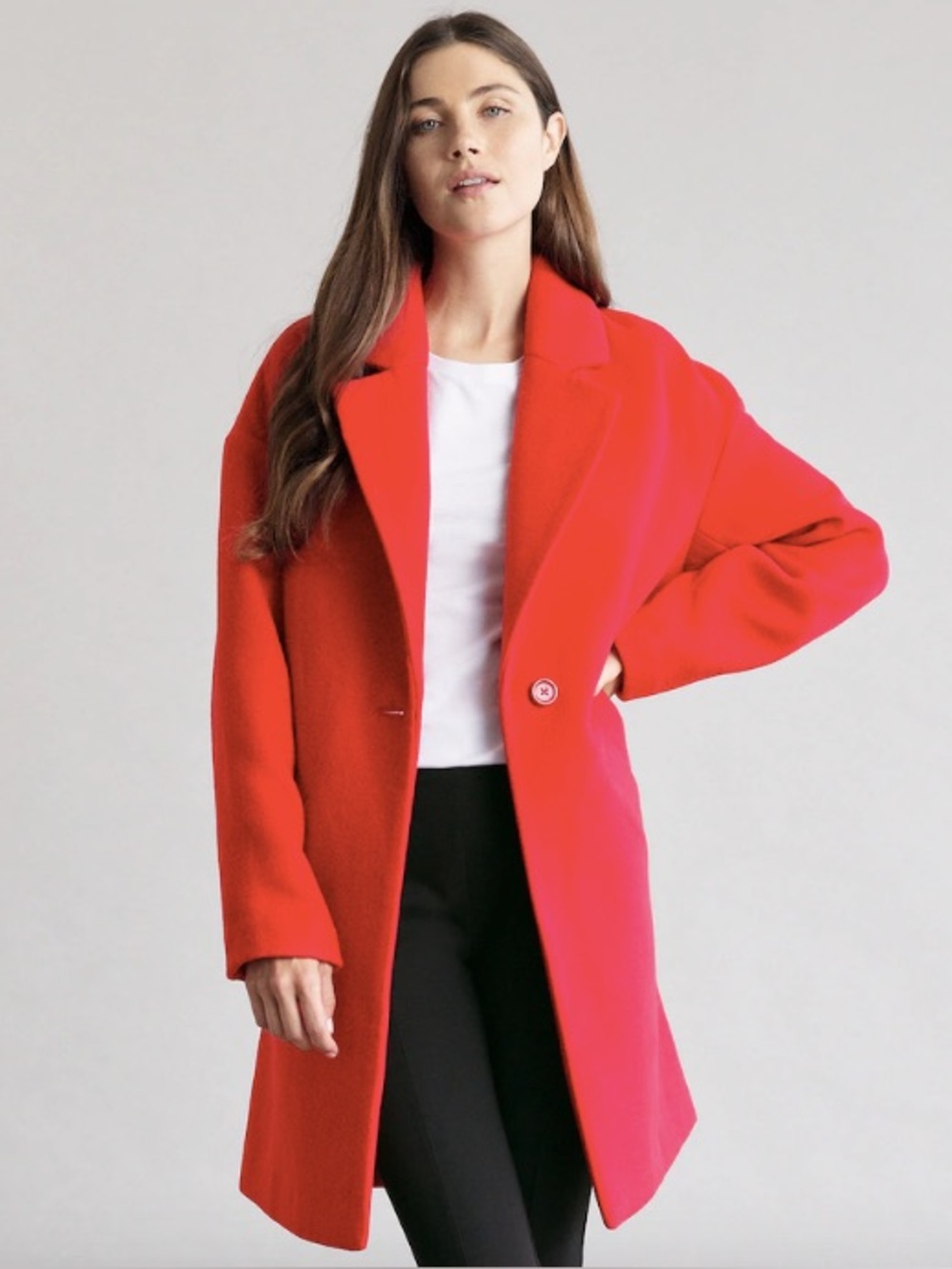 Halogen Red Wool Blend Single Button Coat Women’s Small NWOT